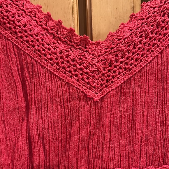 Pink & Turquoise Cotton Midi Dress Size L/XL - Picture 4 of 5